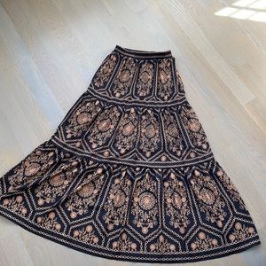 NWOT Black & Gold Patterned Maxi Skirt